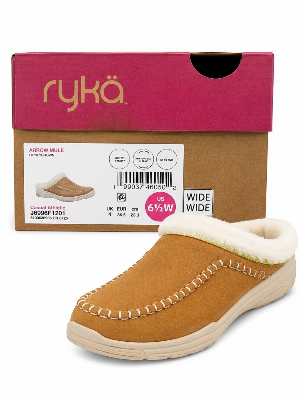 Ryka Arrow Mule Women's Casual Athletic Clogs Honey Brown Faux Suede 6.5W